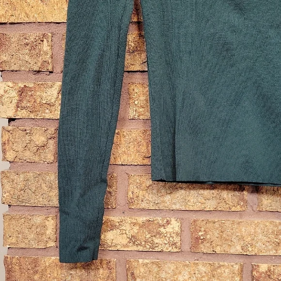 ZARA Square Neck Ribbed Long Sleeve Top Green Size Medium - Picture 5 of 11